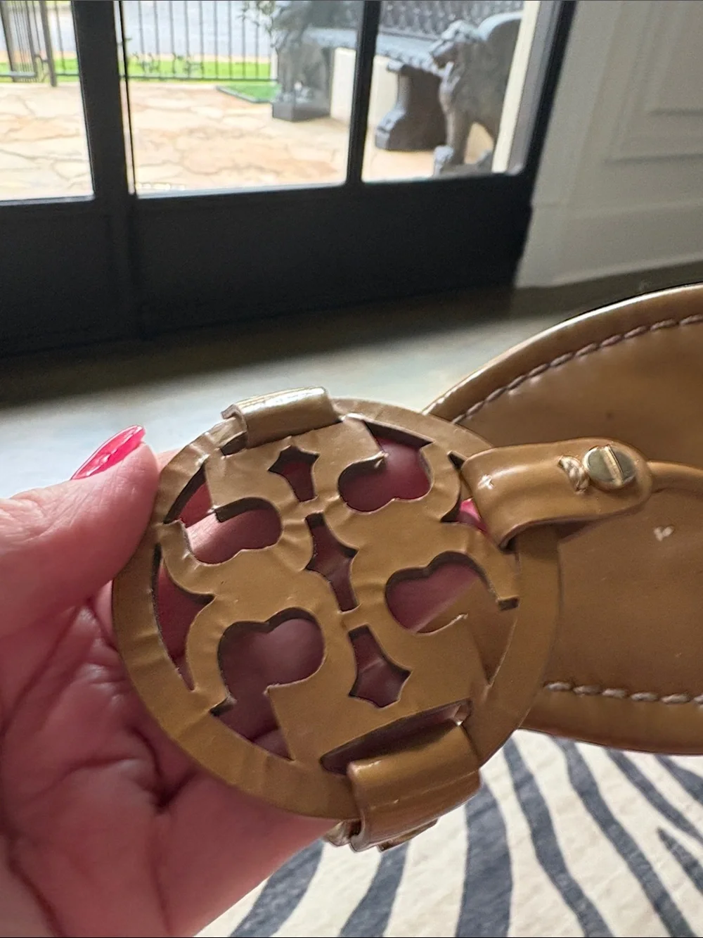 Tory Burch Miller sandals tan color cachets Patent Leather FAIR 7
